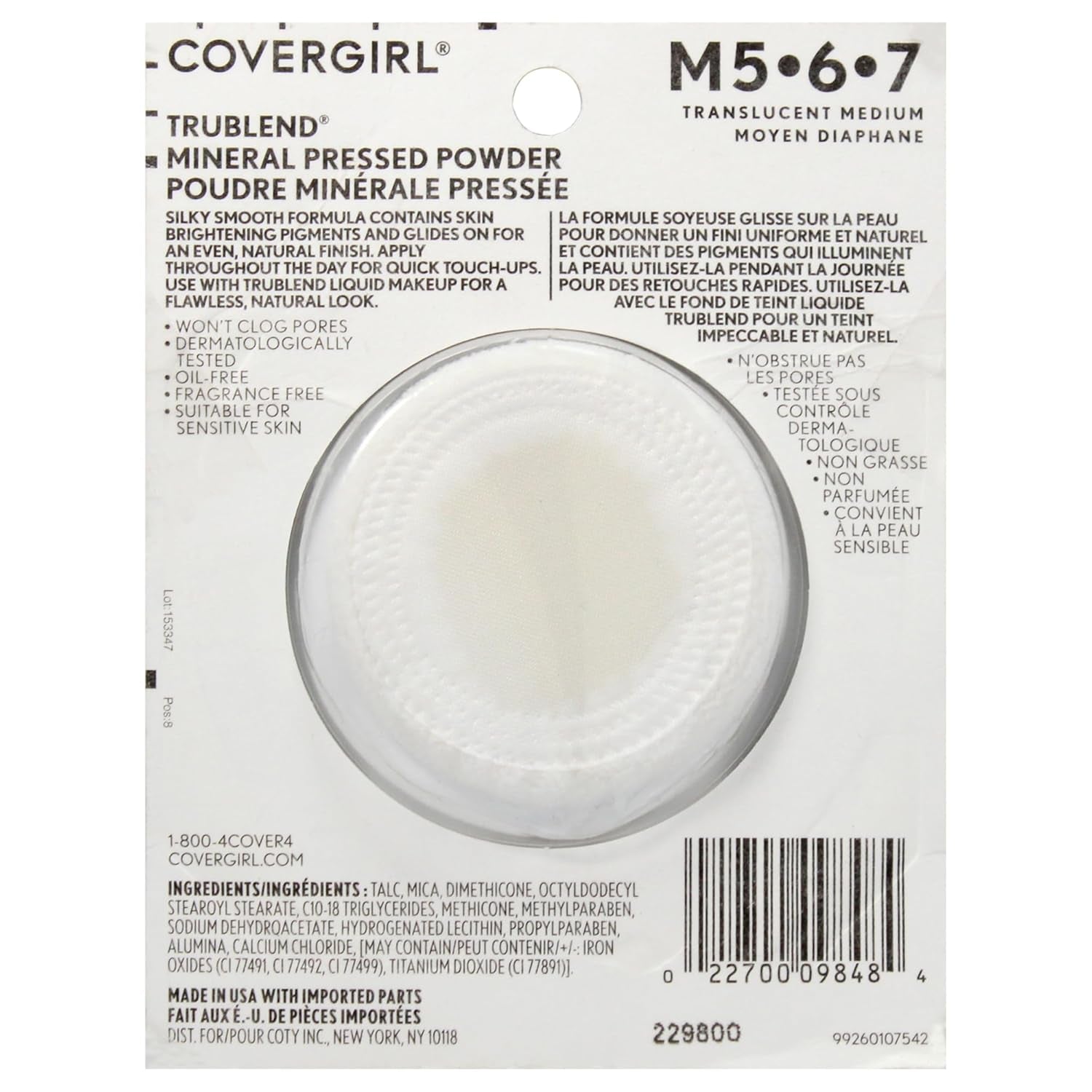 Trublend Pressed Powder - Translucent Medium 004, 0.39 oz for Flawless Finish