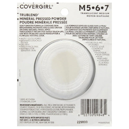 Trublend Pressed Powder - Translucent Medium 004, 0.39 oz for Flawless Finish
