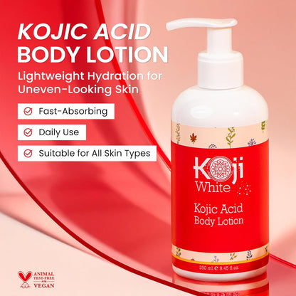 Kojic Acid Body Lotion – Vegan Moisturizing Lotion for Dry Skin, Hydrating and Nourishing, Paraben-Free, 8.45 Fl Oz