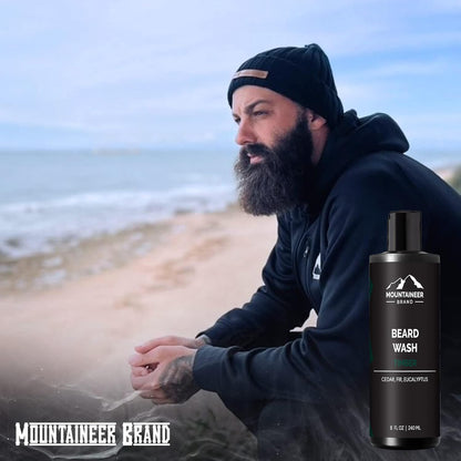 Natural Beard Wash for Men - 100% Organic Shampoo for Soft, Hydrated Beards - Timber Scented Grooming Treatment - 8oz